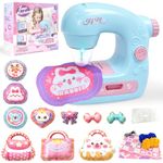 FOTSHARER Portable Sewing Machine Toy with Cloths Cotton Thread, Mini Kids Sewing Kit Sewing Kits Arts & Educational Crafts for Girls Toys, Kids Tool Set Toy for Beginners DIY Lovers