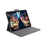 Logitech Slim Folio Keyboard Case for iPad (10th Generation) with Integrated Wireless Keyboard - Oxford Gray