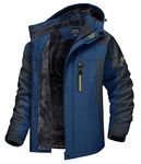 MAGCOMSEN Mountain Jacket Mens Waterproof Fishing Jacket Cold Weather Warm Jacket Men Winter Outdoor Jackets Parka with Hood Blue, L