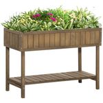 Outsunny Wooden Herb Planter with 8 Pocket, Raised Bed Container Garden Planter Boxes, 110L x 46W x 76Hcm, Brown