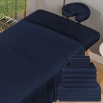 Xolloz Massage Sheets 4 Set Bundle - 120GSM Double Brushed Premium Microfiber Massage Sheets Sets - Fits All Standard Massage Tables - Easy To Clean - Cost Effective (Dark Blue)