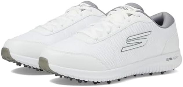 Skechers Women's Max Fairway 4 Spikeless Golf Shoe Sneaker, White/Gray, 9.5