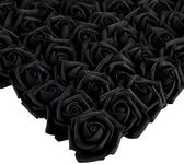 Bright Creations 200 Pack Black Roses Artificial Flowers for Decoration, Stemless Fake Foam Rose Heads for Bridal Shower, Wedding (2 Inches)