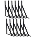 Heavy Duty Shelf Brackets Triangle Shelving Brackets Right Angle Wall Mounted Shelf Supporters Black 12 Inch Set of 12