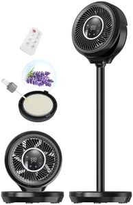 Pedestal Fan for Bedroom, 180° Wide Oscillating & 90° Vertical Tilt, 25dB Ultra Quiet DC Motor Standing Fan with Remote, 15 Speed Settings, 3 Modes, 12H Timer, 15-38" Height Adjustable