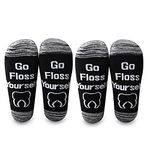 LEVLO Funny Dental Dentist Gifts Go Floss Yourself Socks Dental Hygienist Dentist Assistant Gifts, 2 Pairs/ Set- Mid Calf- 1, Medium