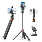 EUCOS Newest 62" Phone Tripod, Tripod for iPhone & Selfie Stick Tripod with Remote, Extendable Phone Tripod Stand & Travel Tripod, Solidest Cell Phone Tripod Compatible with iPhone/Android