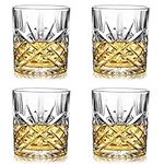 Amisglass Crystal Whiskey Glasses - 300ml Set of 4 Lead Free Hand Blown Crystal - Thick Weighted Bottom - Seamless Design - Perfect for Scotch, Bourbon, Manhattans, Old Fashioned's, Cocktails