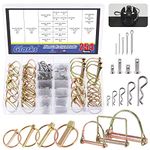 Glarks 254Pcs Mixed Lynch Pins Linch Pins PTO Pins and Clevis Pins Cotter Pin Hairpin R Clips Assortment Kit 5 Styles Pin Fasteners for Mechanics, Cars, Trailers, Tractors, Trucks, Lawn Mower Use