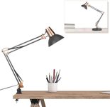 FIRVRE Adjustable Architect Desk Lamp,Industry Black Metal Portable Reading Light,Swing Arm Goose Neck Craft Table Lamps,for Bedside Bedroom, Study Room, Home Office, Living Room