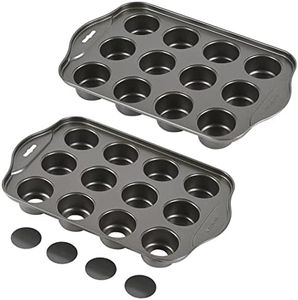 Kazozobi 2 Pack Mini Muffin Cheesecake Pan with Removable Bottom, 12 Cavity Nonstick Cupcake Pan