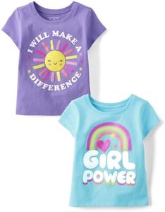 The Children's Place Baby Toddler 2-Pack Short Sleeve Graphic T-Shirt, Difference/Girl Power