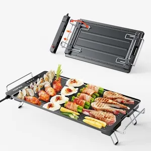 iTRUSOU Electric Griddle with Removable Touch Panel, IPX9 Waterproof, Dishwasher-Safe, 1300W Fast Heating in 10S, 18x10" Die-Cast Nonstick Plate, Foldable Design for Family Use (4–8 People)