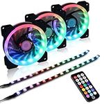 Ubanner DS-A03 DS Addressable RGB LED 120MM Case Fans Remote Control for PC Cases, CPU Coolers, Radiators System (3pcs RGB Fans, A Series)