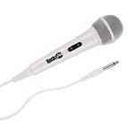 RockJam Karaoke Microphone Wired Unidirectional Dynamic Microphone with Three Metre Cord - White