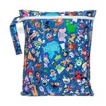 Bumkins Disney Waterproof Wet Bag for Baby, Travel, Swim Suit, Cloth Diapers, Pump Parts, Pool, Gym, Toiletry, Strap to Stroller, Daycare, Zipper Reusable Bag, Packing Pouch, 100 Magical Celebration