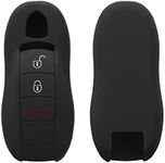 kwmobile Key Cover Compatible with Porsche 3 Button Car Key (only Keyless) - Soft Silicone Car Key Fob Holder Protector Case - Black