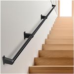 SDNBHT Industrial Stair Railing Metal Hand Rails for Indoor Stairs Wall Mount Staircase Handrails 1.25" Pipe Stair Handrail for Steps Black Aluminum Stairway Railing for Outdoor & Indoor Stairs 12ft