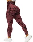 VOYJOY Seamless Leggings for Women High Waist Yoga Pants, Scrunch Butt Lifting Elastic Tights, Red Brown, X-Large