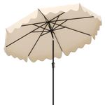 COSTWAY 9FT/2.71M Garden Parasol, 8 Ribs Heavy-Duty Sun Shade Canopy with Crank Handle, Push Button Tilt and Ruffled Edges, Outdoor 2-Tier Market Table Umbrella for Beach Balcony Pool (Beige)