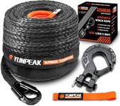 Synthetic Winch Rope Kit, 1/2" x85 ft 32500LBS Winch Cable Replace Kit, with Protective Sleeve, Heavy Duty Hook, Safety Pull Strap for Off-Road 4x4 Vehicles SUV Jeep(Black)