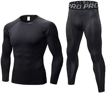 Mens Workout Compression Set Pants and Long Sleeve Shirts Winter Warm Thermal Base Layer Top & Bottom