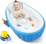 PandaEar Inflatable Baby Bathtub, Portable Travel Baby Bath Tub Toddler Bathtub with Air Pump, Foldable Non-Slip Shower Basin Mini Air Swimming Pool for Newborn (Blue)