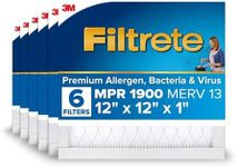 Filtrete 12x12x1 AC Furnace Air Filter, MERV 13, MPR 1900, Premium Allergen, Bacteria & Virus Filter, 3-Month Pleated 1-Inch Electrostatic Air Cleaning Filter, 6-Pack (Actual Size 11.81x11.81x0.78 in)