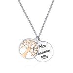 TMT® Personalised tree of life Necklace for mum with gift box | Name and message engraved pendant