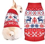 SKXEO Christmas Dog Jumper Snowflake Reindeer Pattern - Soft Classic Pet Sweater Warm Cat Dog Apparel, Knitwear Pet Winter Clothes Xmas Outfits(Snowflake Elk,M)