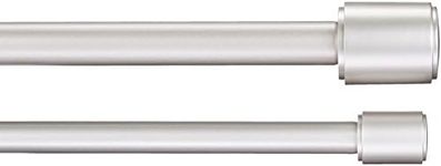 Amazon Basics 1" Double Curtain Rod With Cap Finials - 91 to 183cm, Nickel