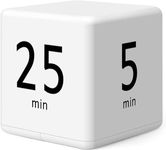 Leeonz Cube Timer, Time, Kitchen Timer Kids Timer for ADHD Productivity Workout Flip Timer Classroom for StudyTime Countdown Management Settings 5/15 / 25/45 Minutes - White