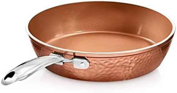 GOTHAM STEEL Hammered Copper Collection – 9.5” Nonstick Fry Pan Premium Cookware, Aluminum Composition with Induction Plate for Even Heating, 100% PFOA Free, Metal Utensil, Dishwasher & Oven Safe