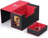 ZLCA Card Deck Box with Display Window,MTG Commander Deck Box Fits 200 Double-Sleeved Cards with Dice Tray & 35pt Magnetic Card Holder-Black& Red