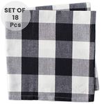 Black and White Check Squared Cotton Napkin Sets of 18 (Size 20X20 Inches) Buffalo Pattern