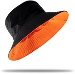 GEGEEN DOMOG Oversize XXL Bucket Hat Reversible Extra Large Sun Hat Big Head Wide Brim Fishing Hat for Men Women, Black-orange, XX-Large