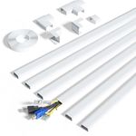 kinkaivy Cable Trunking for Wall, Trunking for TV Cable, On-Wall Cable Concealer, White Cable Trunking kit to Hide 3-4 Wires for TV and Computers in Home Office, 6X L400mm, W30mm, H17mm-2.4M