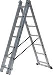 DRABEST PRO SERIES Aluminium Ladder - Multipurpose Ladder - Industrial Ladder - 3 x 7 steps - Stable 3-part Ladder - Working height 5 m - Load capacity 150 kg incl. bucket hooks