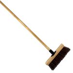 10-Inch Bassine Broom - Heavy-Duty Outdoor Sweeper with Wooden Handle - Perfect for Small Patios, Decks, and Gardens - Durable Bristles for Leaves, Dirt, and Debris