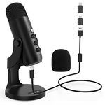 zealsound USB Microphone, PC Phone Podcast Mic, Condenser Gaming microphones for PS4&5, W/Quick Mute, Echo/Gain knob, Plug & Play for Streaming, Vocal Recording, ASMR, YouTube,Twitch on Mac Windows