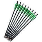 SHARROW 16" Carbon Crossbow Bolts 17" Hunting Arrows with 4" Vanes Replaceable Tips for Archery Practise Crossbow Arrows (Green, 16 inch)