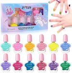 ETYJO Kids Nail Polish 12 Colors Non Toxic Nail Polish Kit Water-Based Natural Safe Low Odor Peel-off Quick Dry for Girls Ages 3-12 Birthday Gift Nail Polish Set