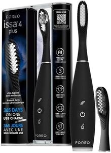 FOREO ISSA 4 Plus Sonic Electric Toothbrush, 4-in-1 AI-Guided Rechargeable Tooth Brush Bundle with Extra Silicone & Polymer Hybrid Toothbrush Head, Soft Bristles, Whitening - Black