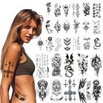 ACWOO Temporary Tattoos, 40 Sheets 3D Realistic Wolf Lion Tribal Animal Butterfly Tattoo Stickers, Waterproof Fake Tattoos for Kids Adults Men and Women, Black Tiny Fake Face Tattoo for Neck Arm Hands