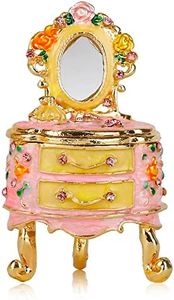 SEVENBEES Small Fairy Dresser Jewelry Boxes Pink Girls Dresser Figurines Collectibles Trinket Box Hinged for Women