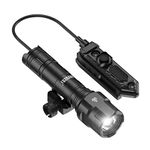 Feyachi 1200 Lumen Tactical Flashlight Matte Black LED Weapon Light with Pressure Switch, 3 Modes - High/Low/Strobe, Fixed Picatinny Flashlight Mount Black