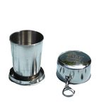 Bare necessities Collapsible Travel Mug | Portable Glass for Drinking Tea, Coffee, Milk, Juice | Expandable Food Grade Stainless Steel Cup with Lid for Outdoor Camping Hiking | 150 ml