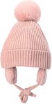 Kids Boys Girls Winter Bobble Hat with Fluffy Ear Flaps Warm Hooded Beanie Cap Thermal Knitted Crochet Bobble Hat Earcuff Hat Outdoor Cap Windproof Snow Skiing Cycling Hat for 2-6 Year Old Kids