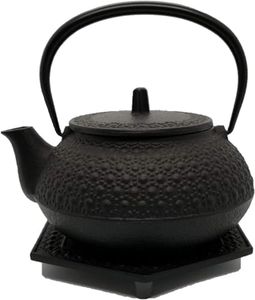 Iwachu 16115 Tetsubin Black Baked Tetsubin 0.65L Teapot, 5 Type New Turtle Shell Set