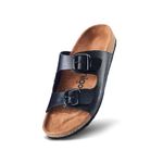 Unigo Timber Cork Sandals for Men | Stylish Chappal for Men | Trendy Slippers for Boys | Comfortable and Durable Footwear | Casual Flip Flops, Sliders for Everyday Wear | Black-8